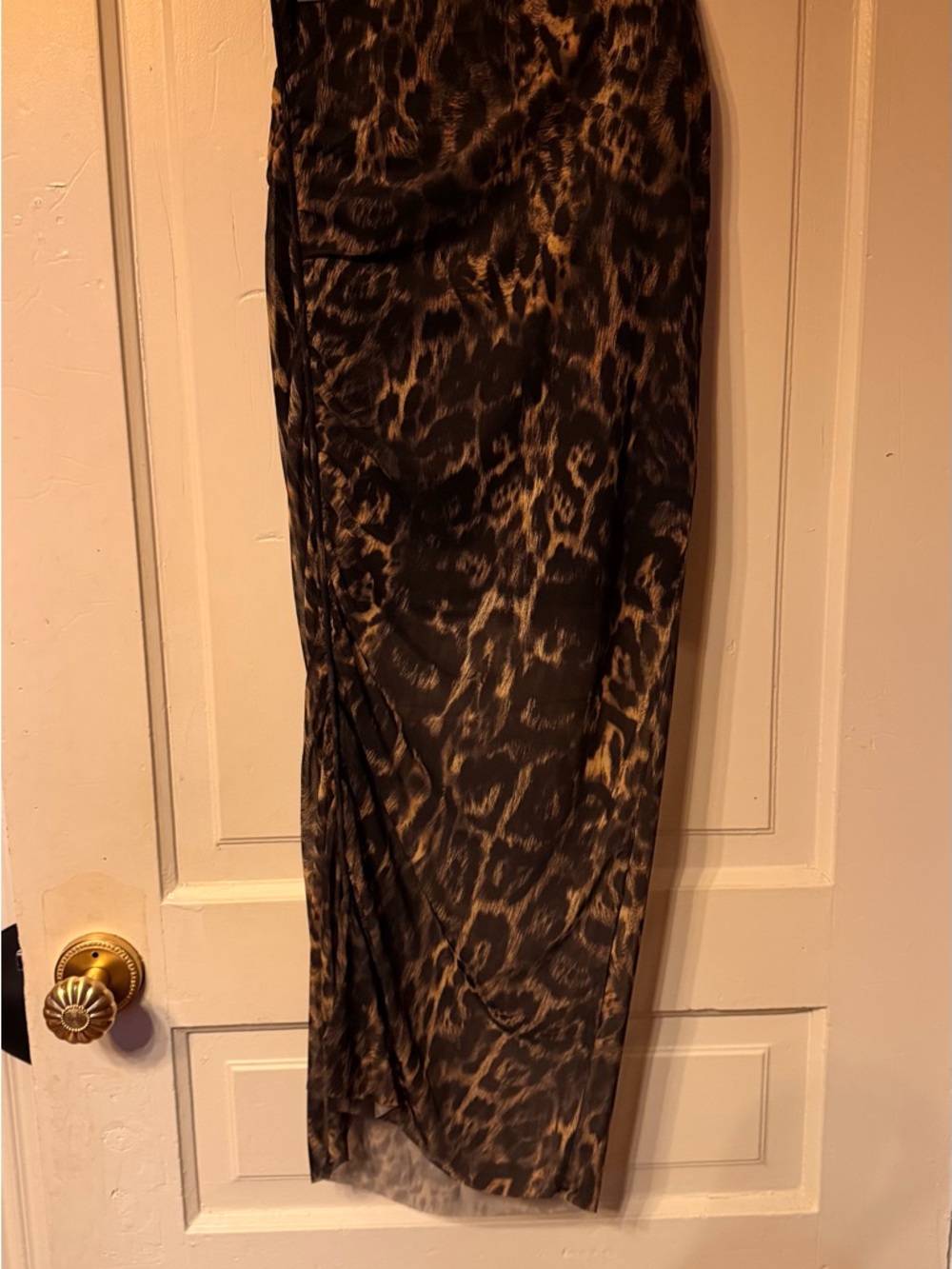All Saints Nora Leopard Black and Brown Sheer Animal-Print Midi Skirt - Picture 5 of 7